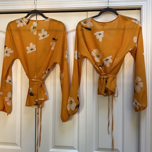 Aritzia WILFRED Lilia Floral Wrap Blouse with Ties available in S and L - Picture 6 of 16